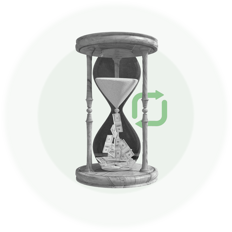 Hourglass loan tenure risk illustration